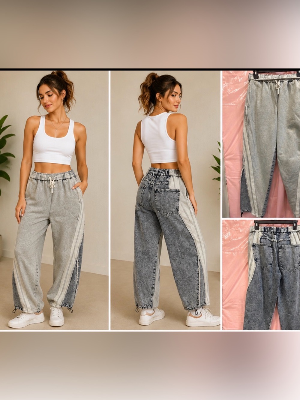 Women's OH JEANS Gray and Blue Acid Wash, Size S
